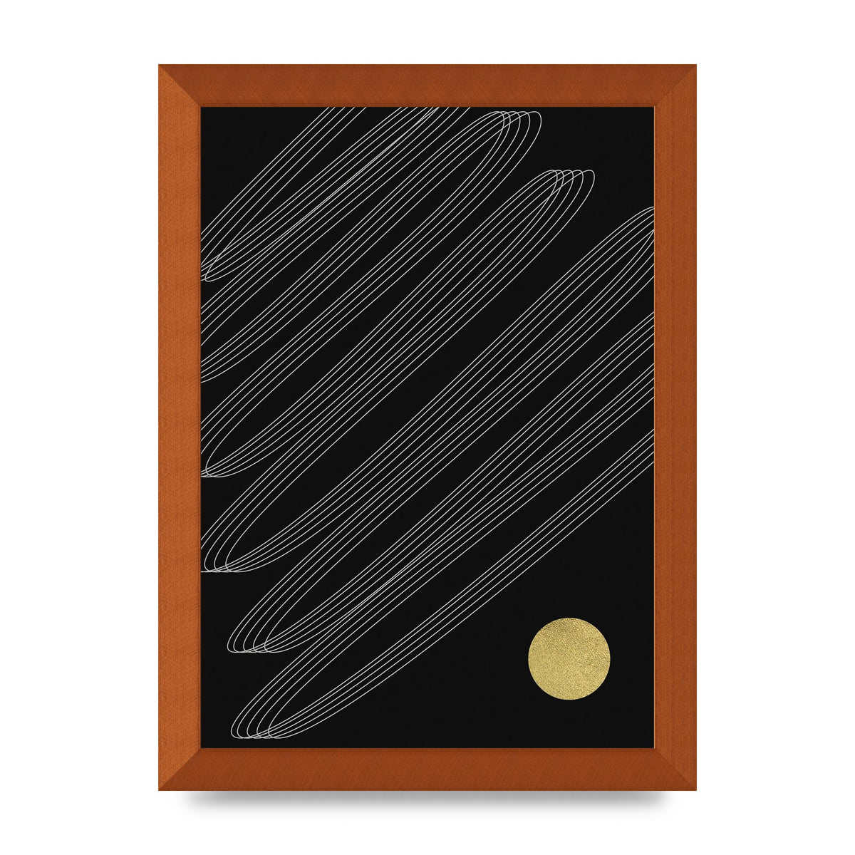 Abstract Line Ribbon And Gold Printed Poster - A4 framed