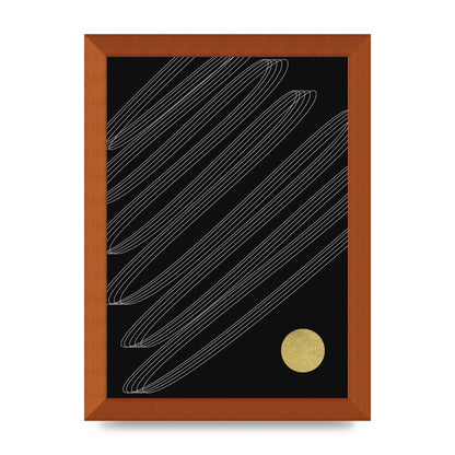 Abstract Line Ribbon And Gold Printed Poster - A4 framed