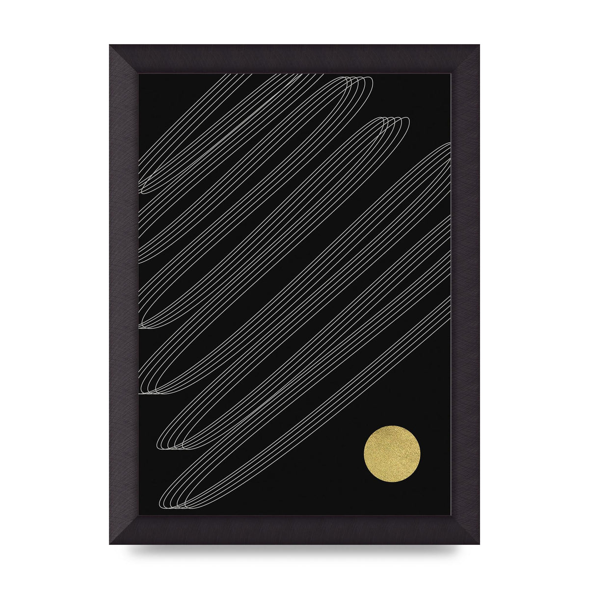 Abstract Line Ribbon And Gold Printed Poster - A4 framed