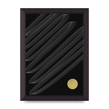 Abstract Line Ribbon And Gold Printed Poster - A4 framed