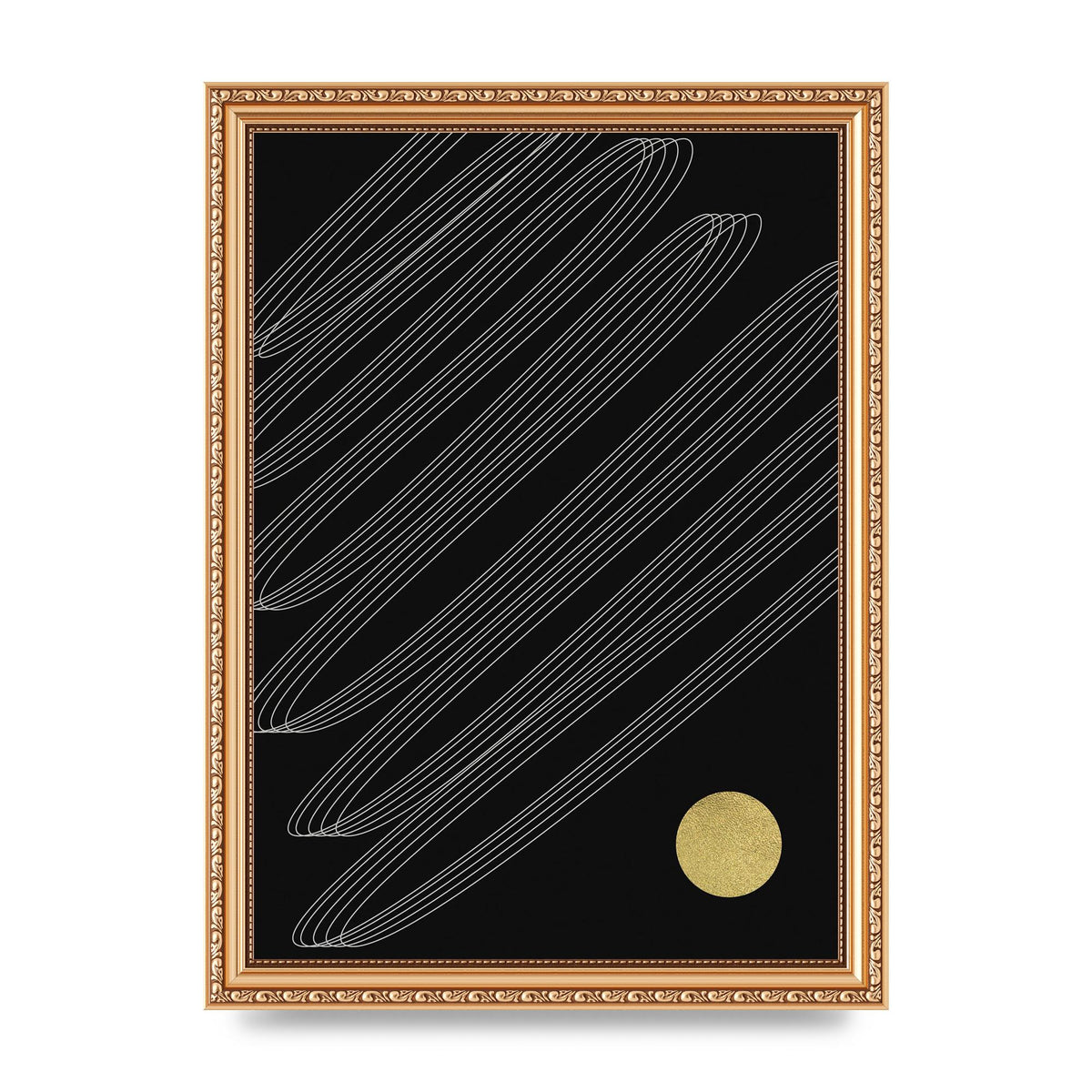 Abstract Line Ribbon And Gold Printed Poster - A4 framed