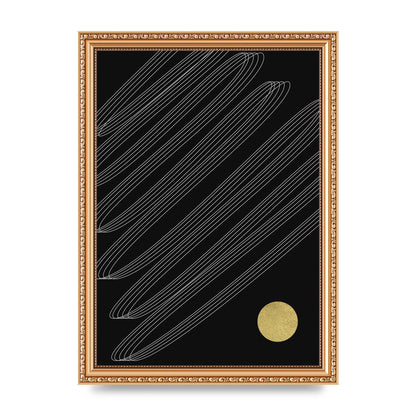 Abstract Line Ribbon And Gold Printed Poster - A4 framed