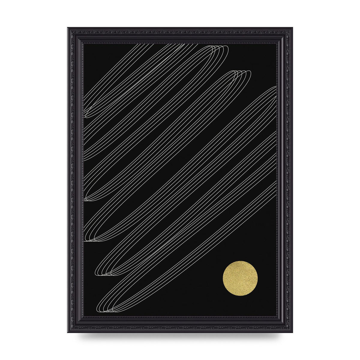 Abstract Line Ribbon And Gold Printed Poster - A4 framed