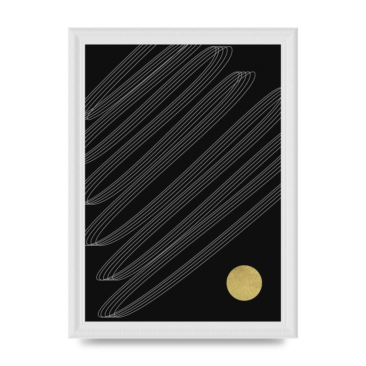Abstract Line Ribbon And Gold Printed Poster - A4 framed