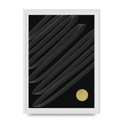 Abstract Line Ribbon And Gold Printed Poster - A4 framed