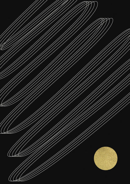 Abstract Line Ribbon And Gold Printed Poster - detail