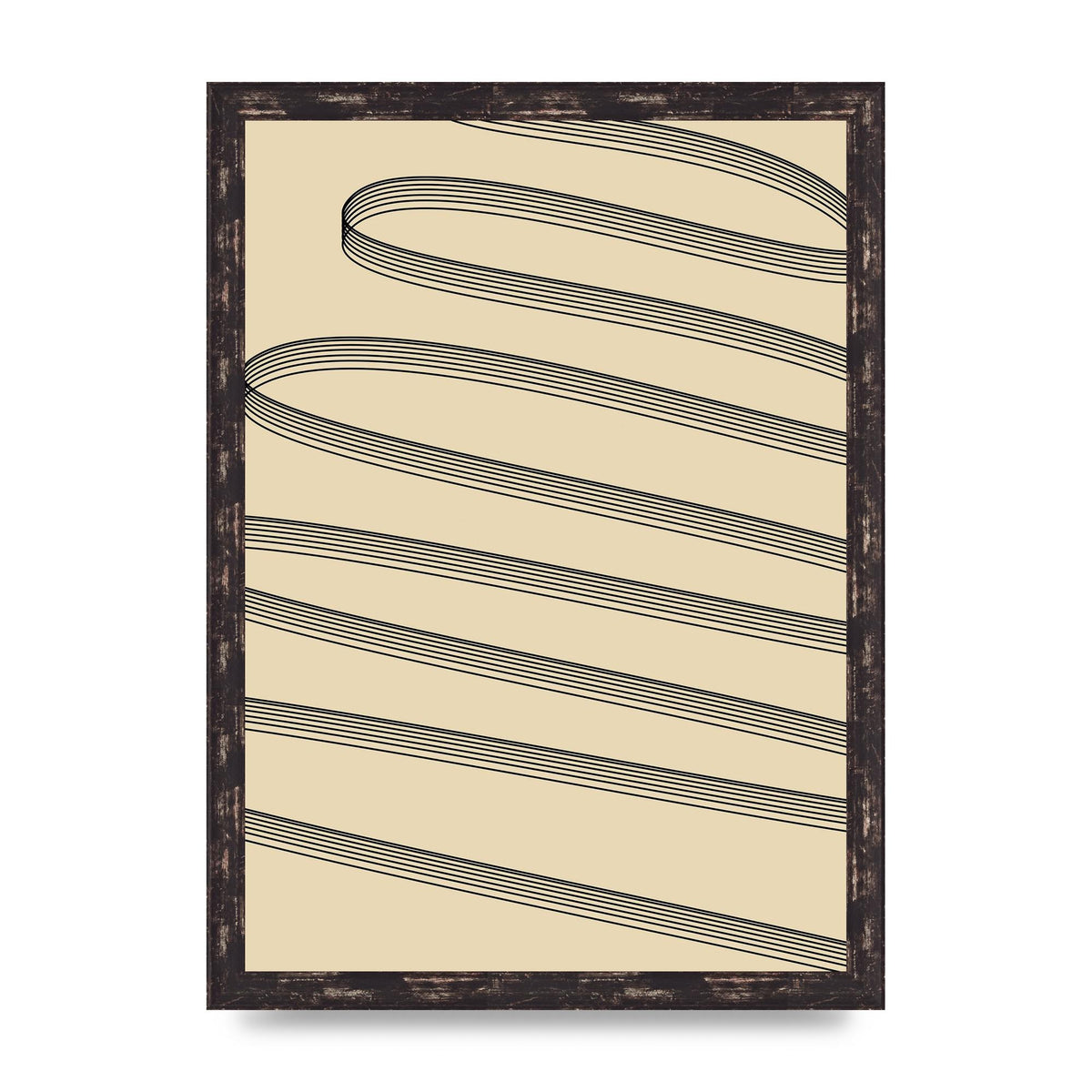 Abstract Line Ribbon Wall Art - A3 framed