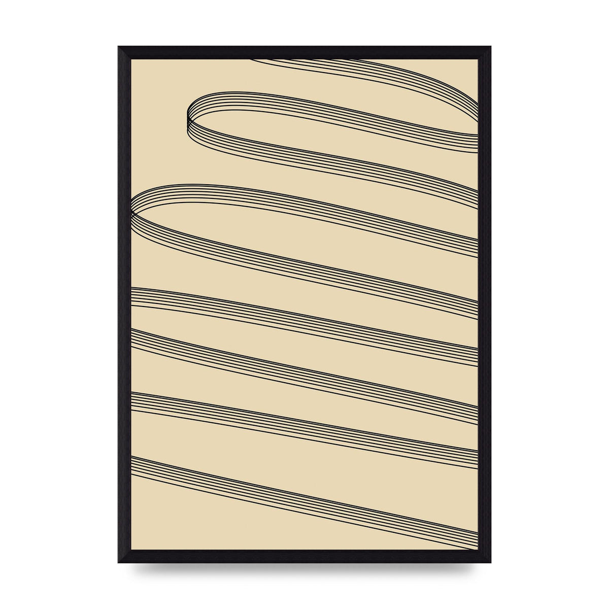 Abstract Line Ribbon Wall Art - A3 framed