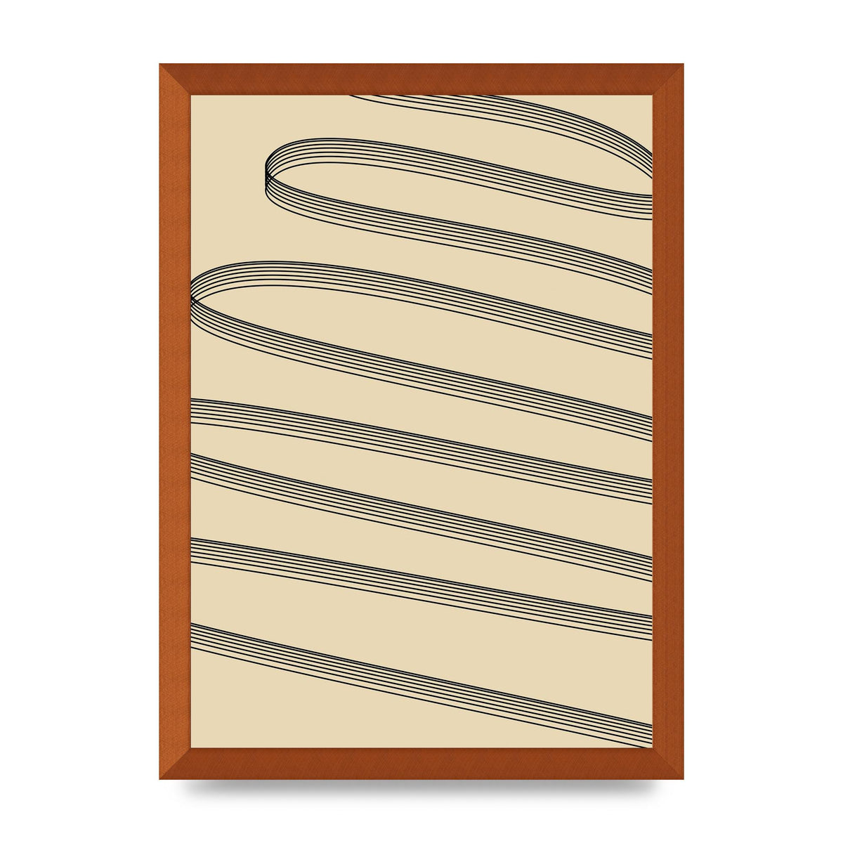 Abstract Line Ribbon Wall Art - A3 framed