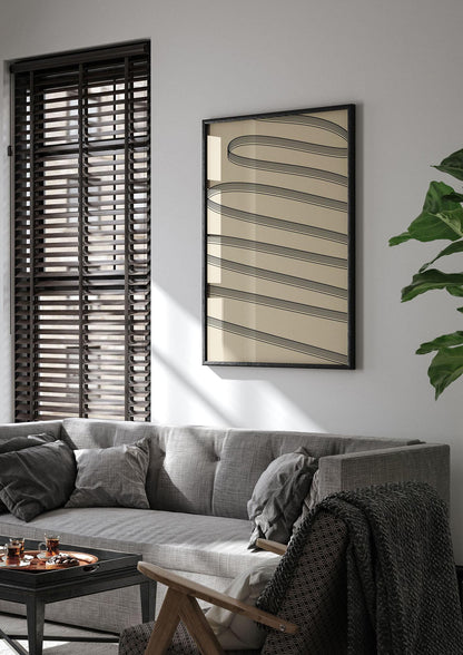 Abstract Line Ribbon Wall Art - living room 1