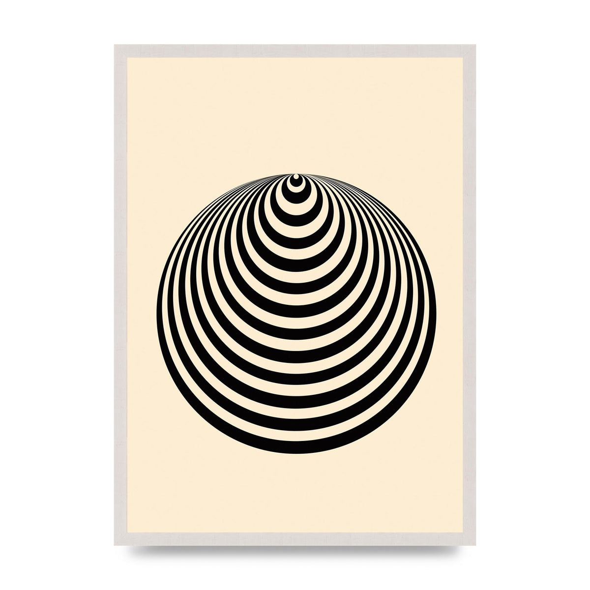 Optical Illusion Illustration Cone Cream print in an A2 white saw cut grain frame