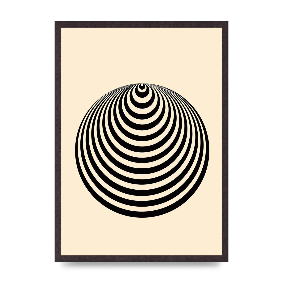 Optical Illusion Illustration Cone Cream Wall Art - A2 framed