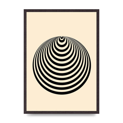Optical Illusion Illustration Cone Cream Wall Art - A2 framed