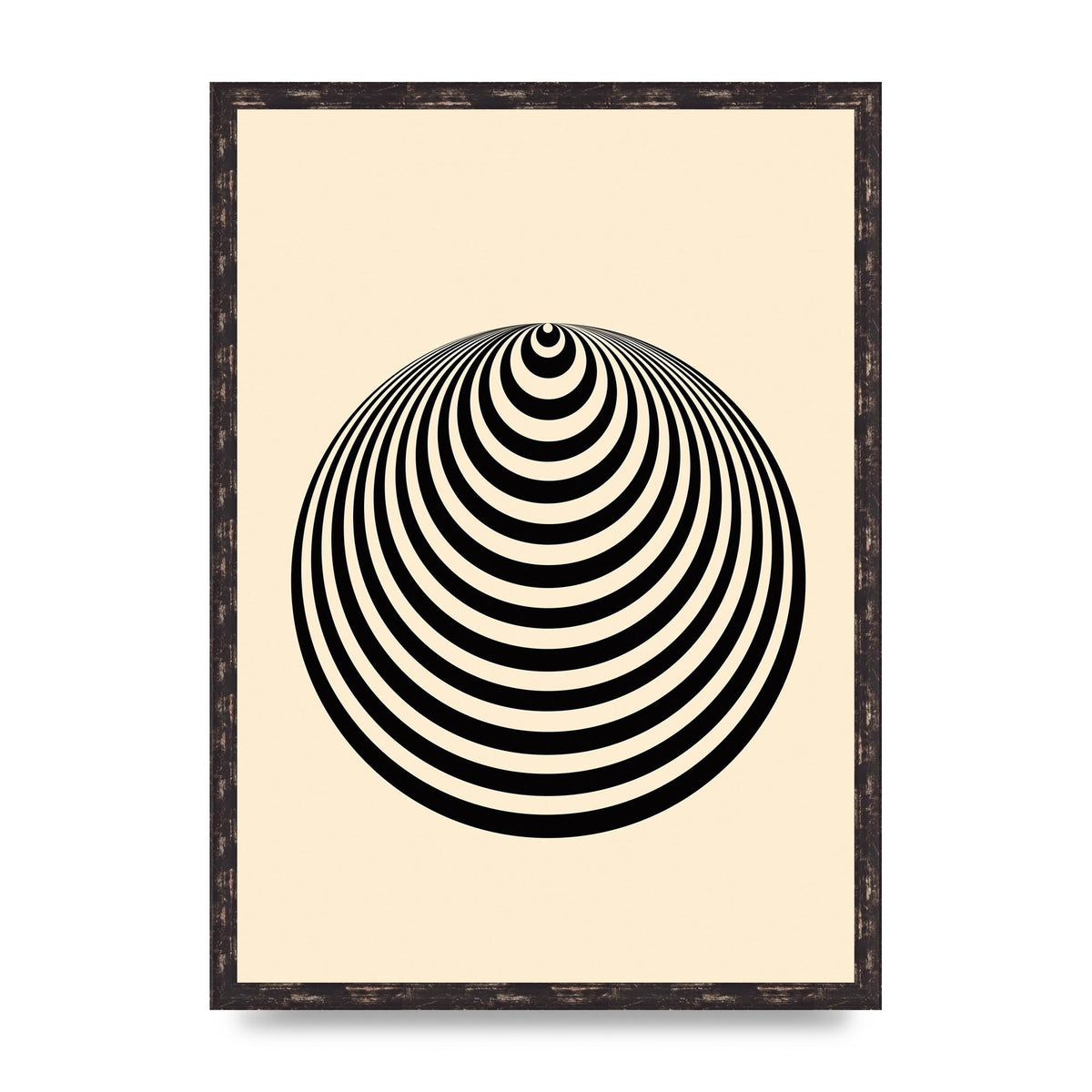 Optical Illusion Illustration Cone Cream Wall Art - A2 framed