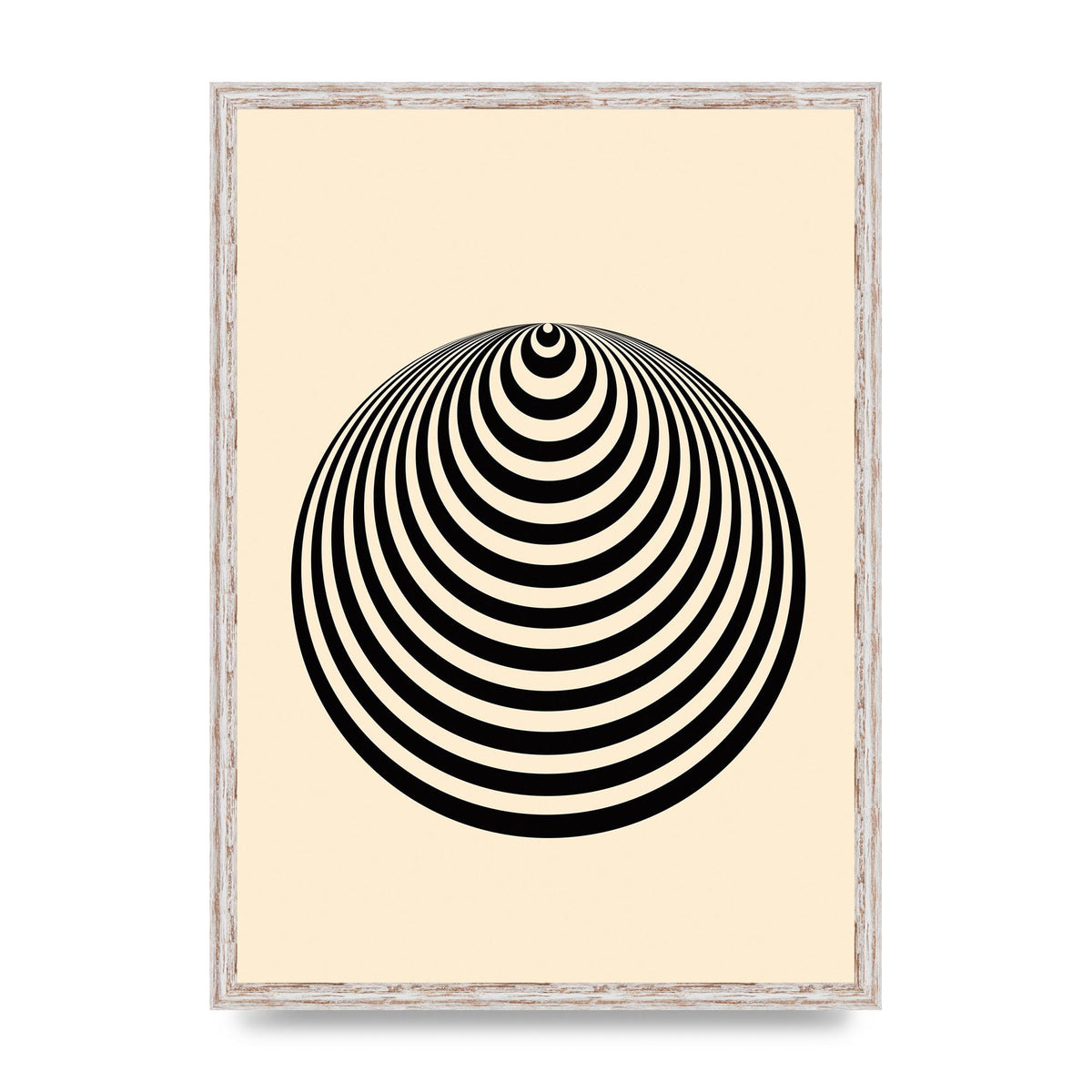 Optical Illusion Illustration Cone Cream Wall Art - A2 framed