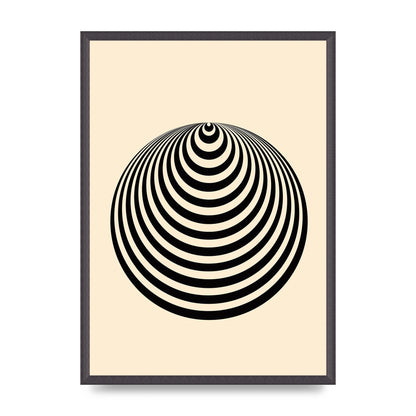 Optical Illusion Illustration Cone Cream Wall Art - A2 framed