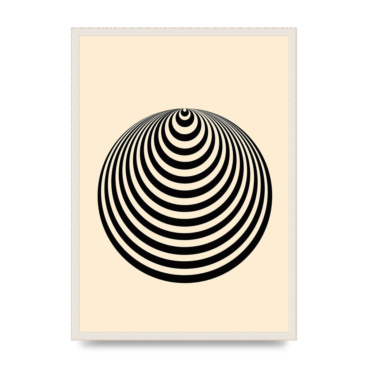 Optical Illusion Illustration Cone Cream Wall Art - A2 framed