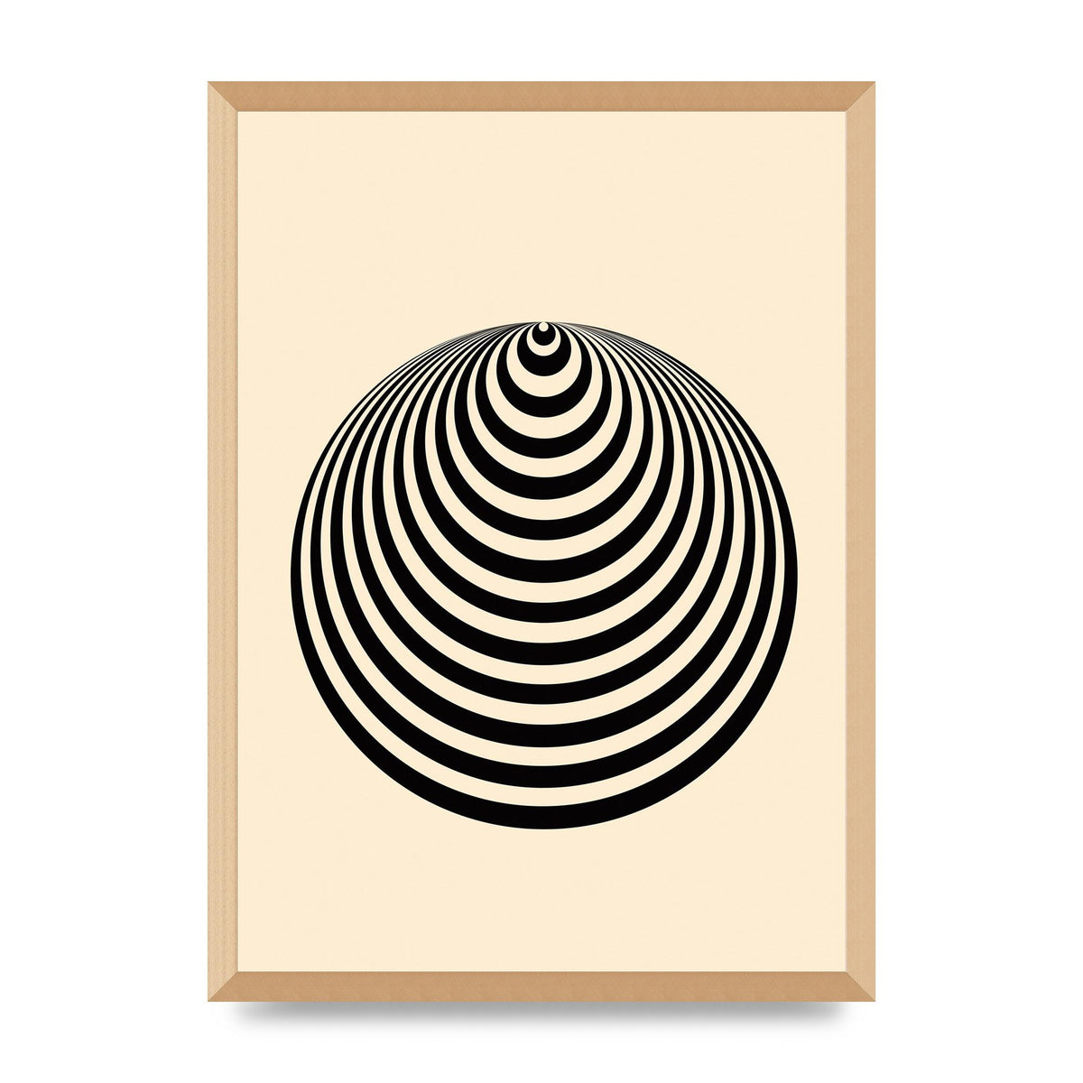 Optical Illusion Illustration Cone Cream Wall Art - A2 framed