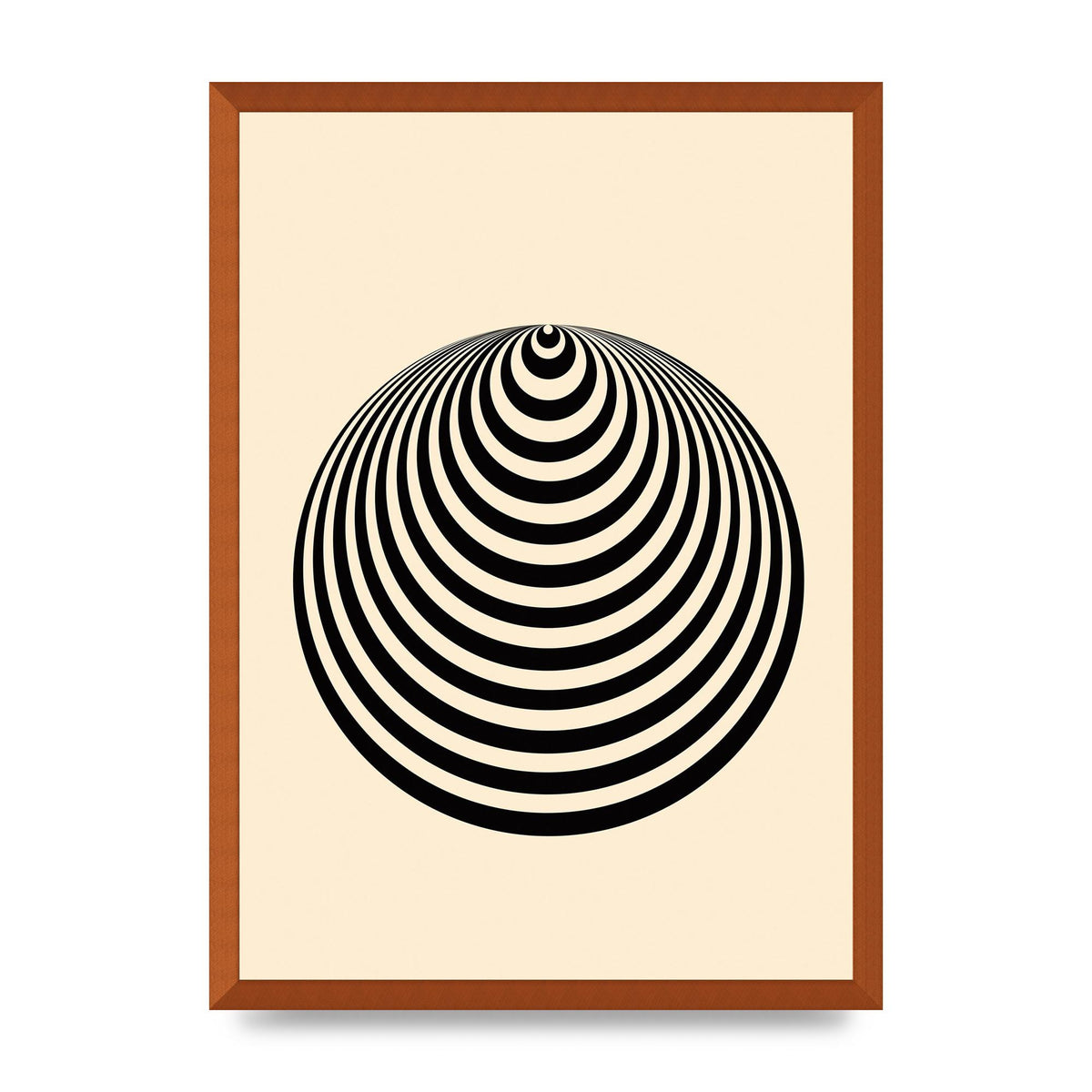 Optical Illusion Illustration Cone Cream Wall Art - A2 framed