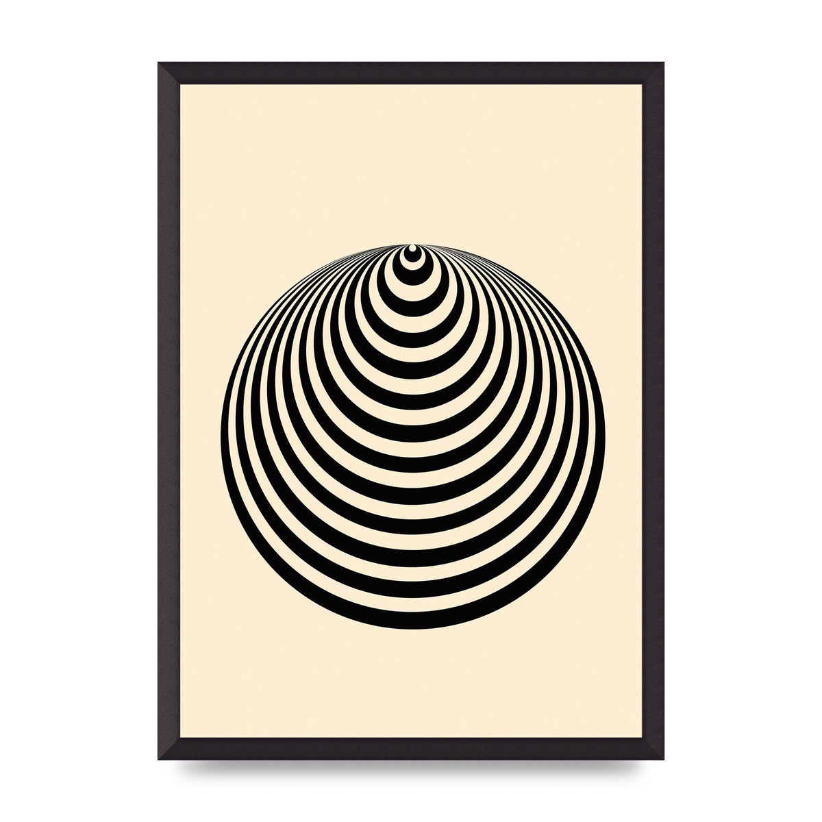Optical Illusion Illustration Cone Cream Wall Art - A2 framed