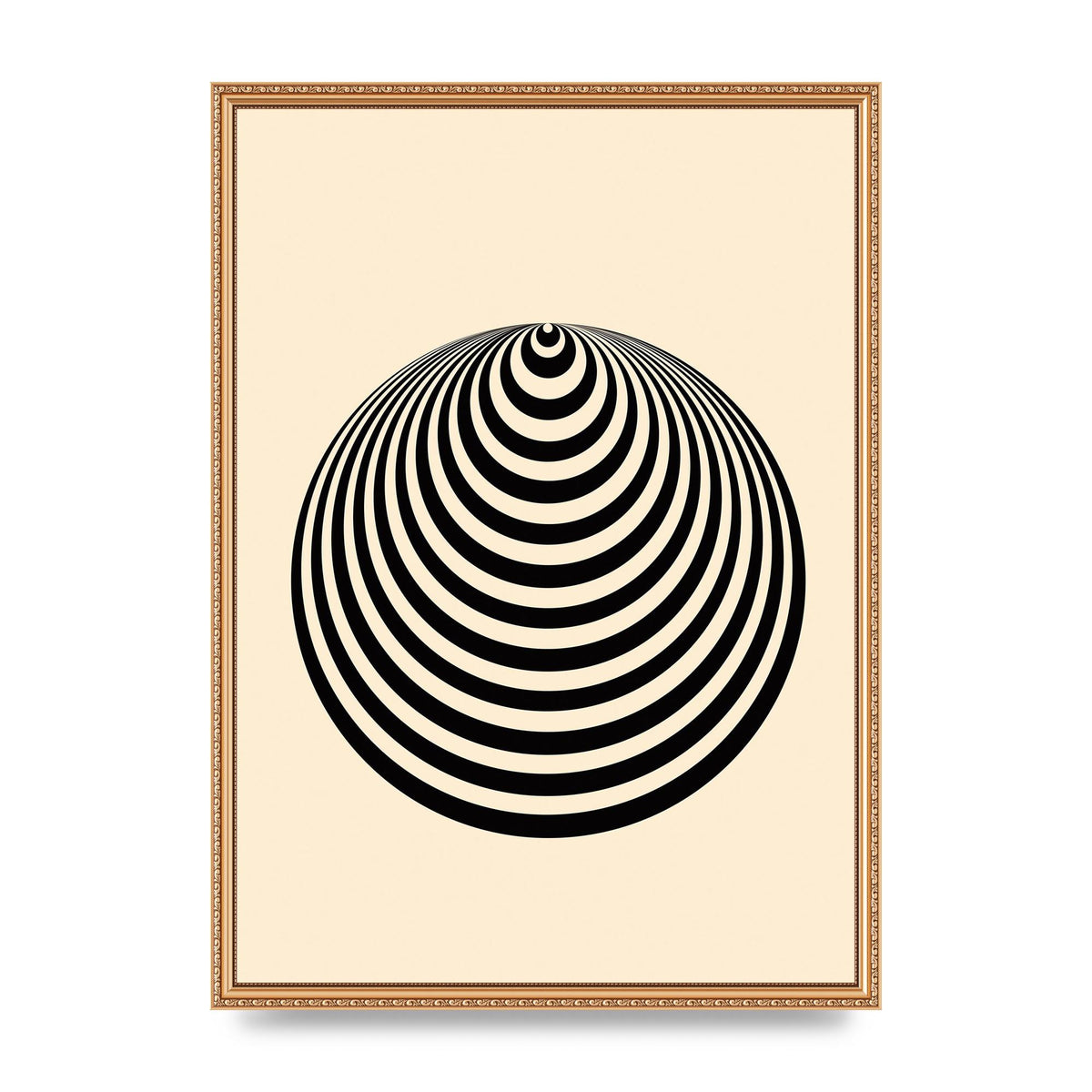 Optical Illusion Illustration Cone Cream Wall Art - A2 framed