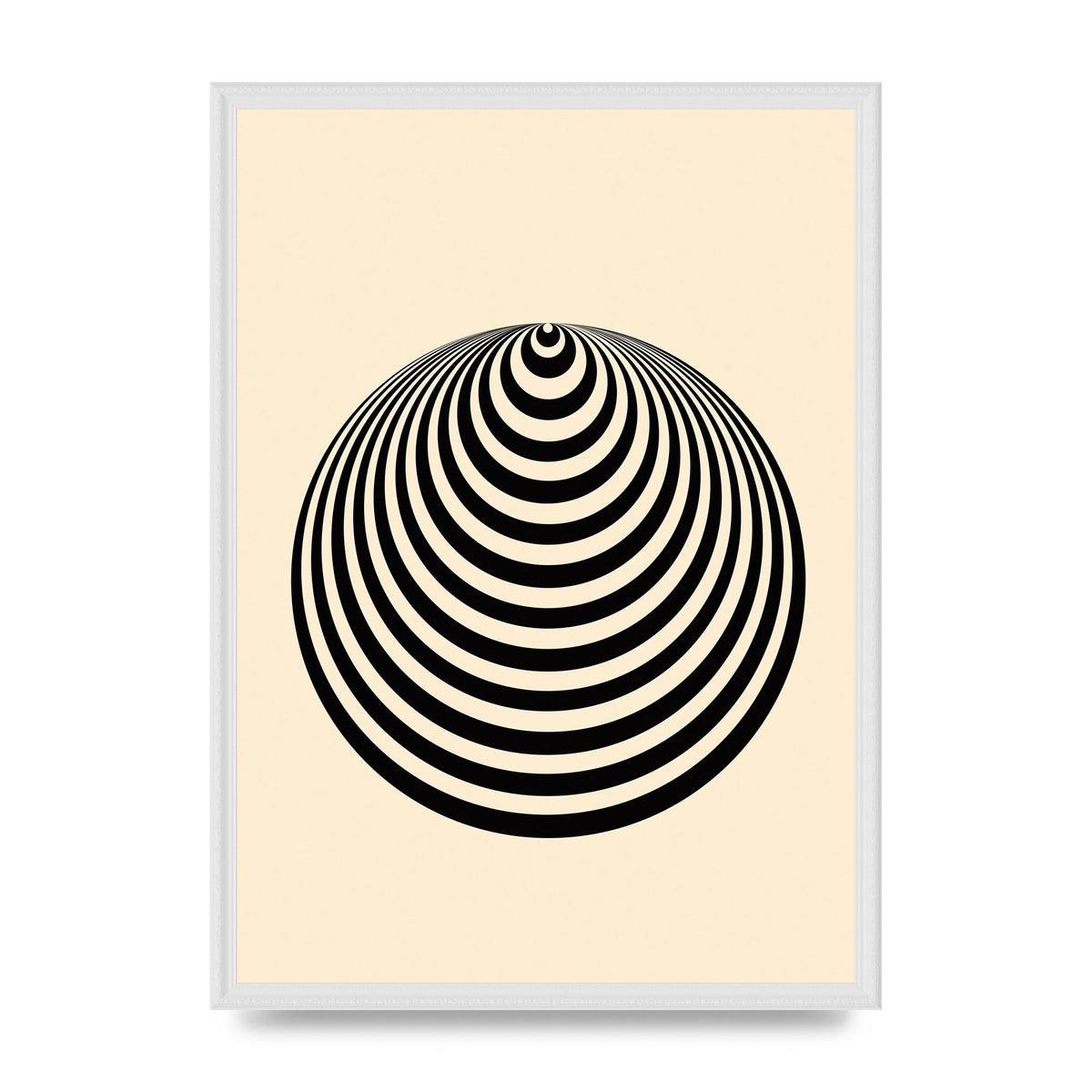 Optical Illusion Illustration Cone Cream Wall Art - A2 framed