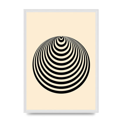 Optical Illusion Illustration Cone Cream Wall Art - A2 framed