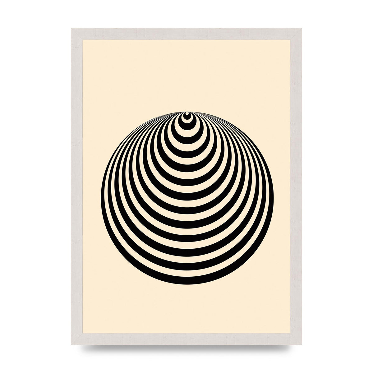 Optical Illusion Illustration Cone Cream Wall Art - A3 framed