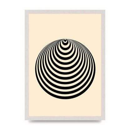 Optical Illusion Illustration Cone Cream Wall Art - A3 framed