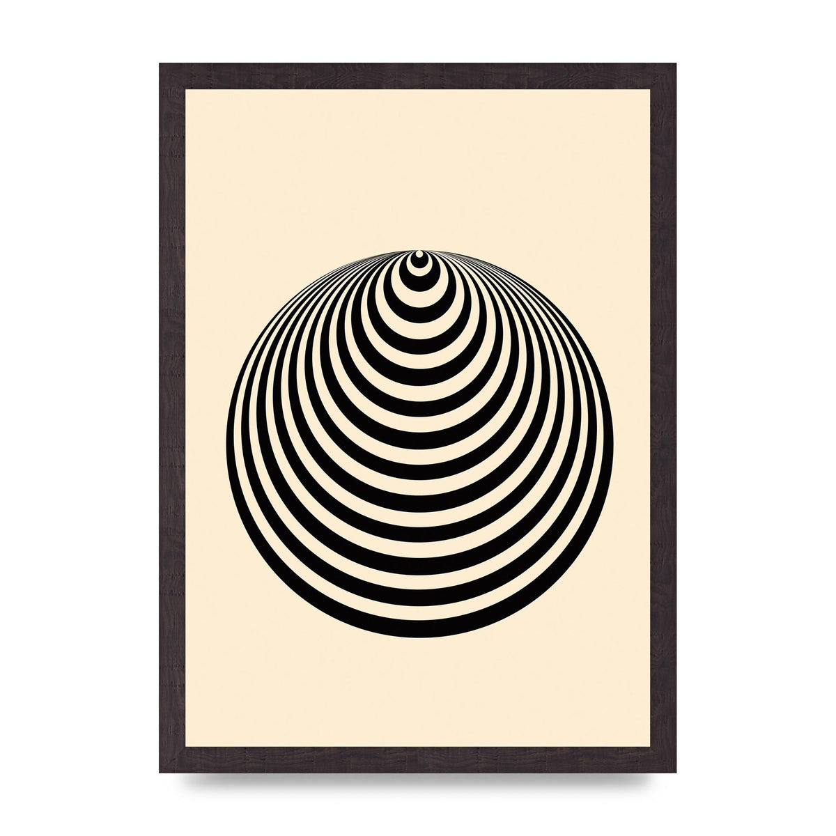 Optical Illusion Illustration Cone Cream Wall Art - A3 framed