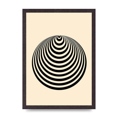Optical Illusion Illustration Cone Cream Wall Art - A3 framed