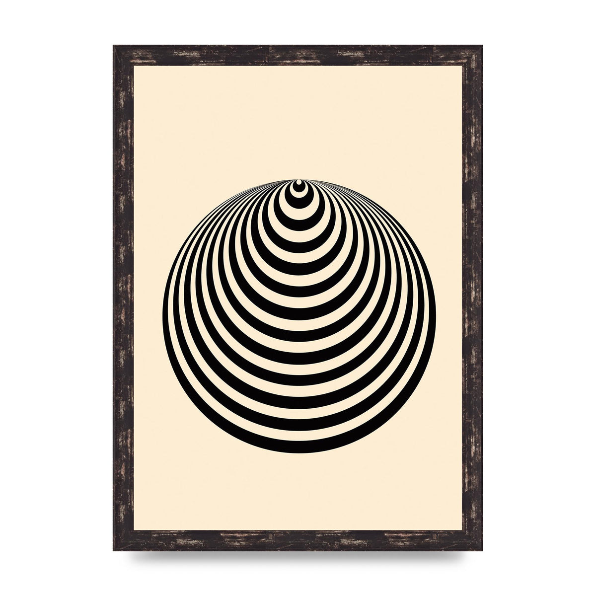 Optical Illusion Illustration Cone Cream Wall Art - A3 framed