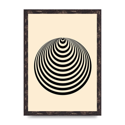 Optical Illusion Illustration Cone Cream Wall Art - A3 framed
