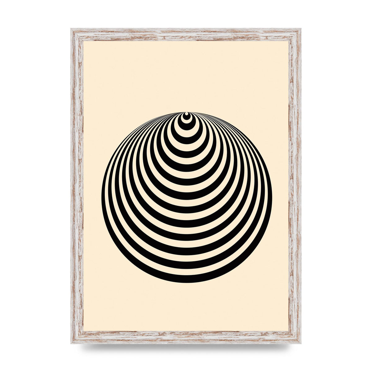 Optical Illusion Illustration Cone Cream Wall Art - A3 framed