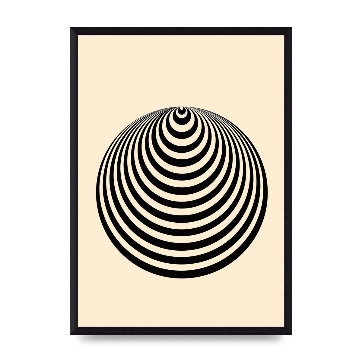 Optical Illusion Illustration Cone Cream Wall Art - A3 framed