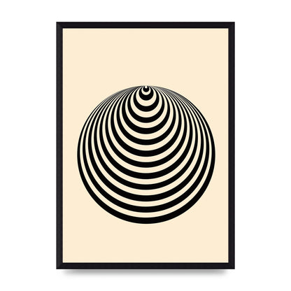 Optical Illusion Illustration Cone Cream Wall Art - A3 framed