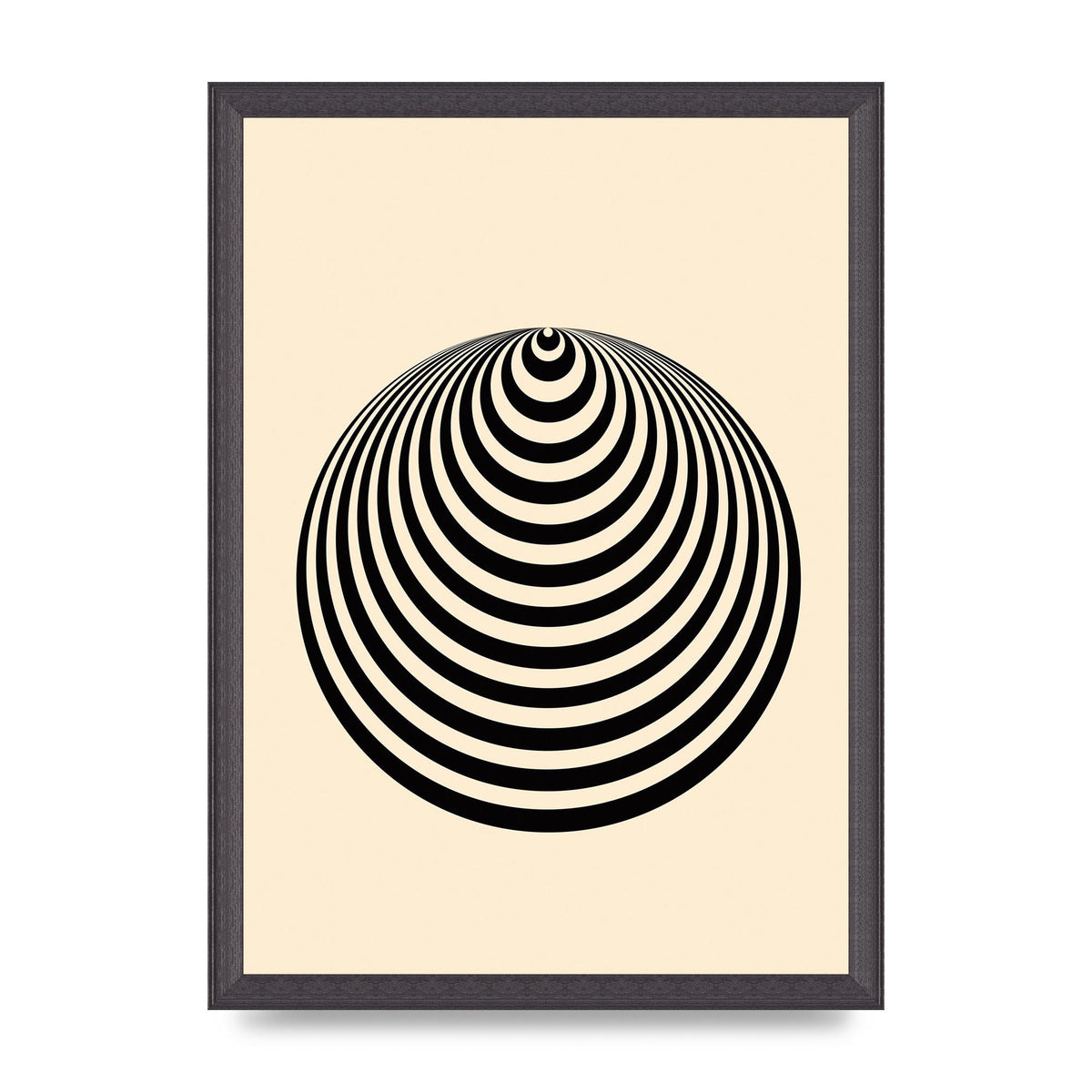 Optical Illusion Illustration Cone Cream Wall Art - A3 framed