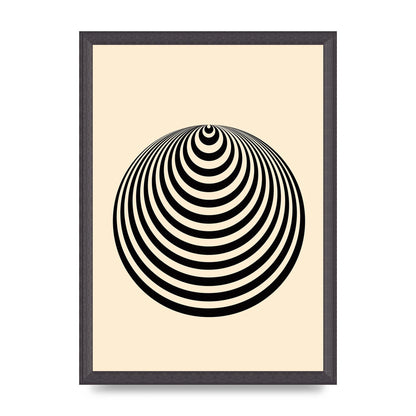 Optical Illusion Illustration Cone Cream Wall Art - A3 framed