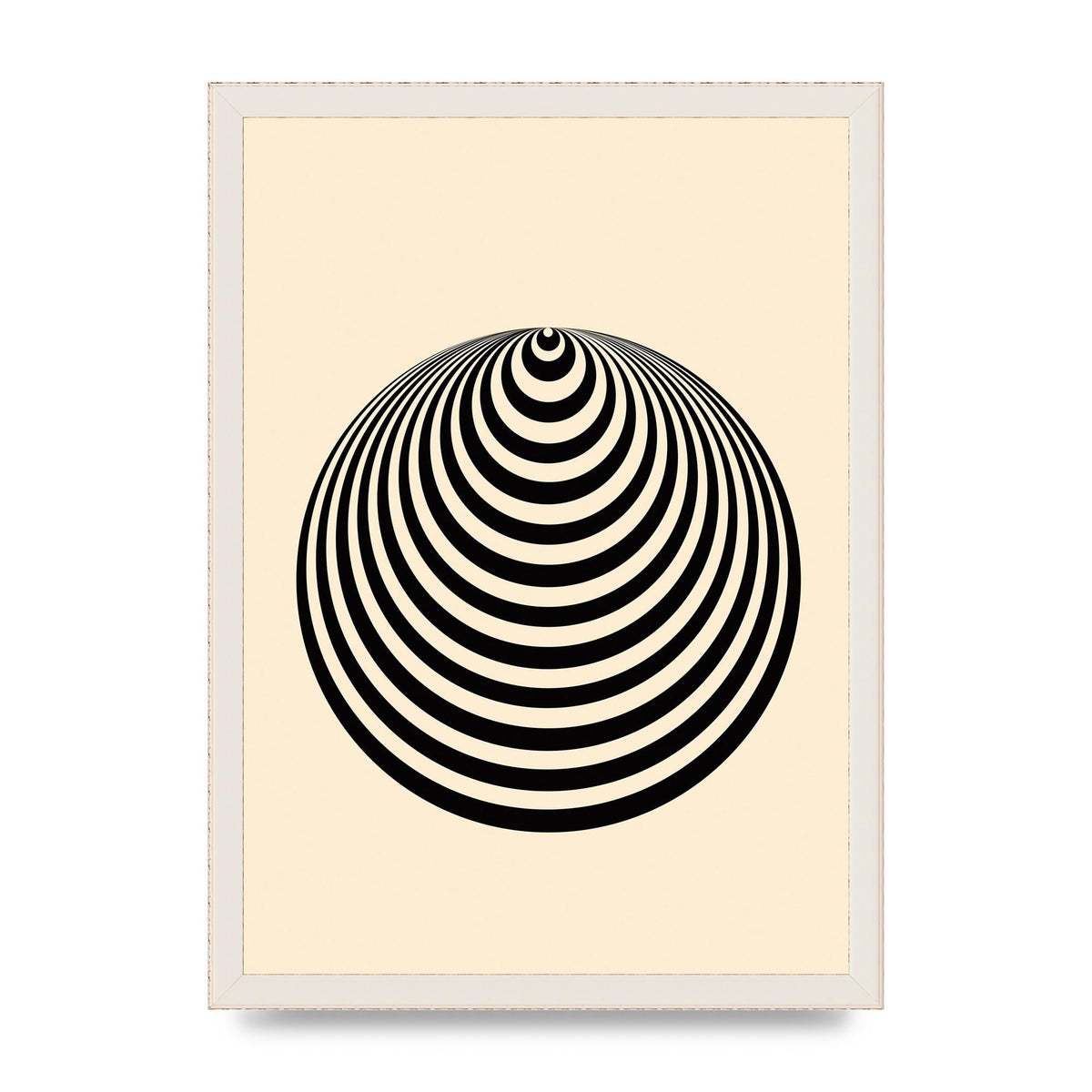 Optical Illusion Illustration Cone Cream Wall Art - A3 framed