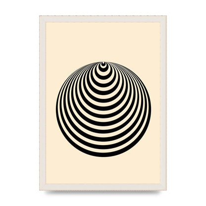 Optical Illusion Illustration Cone Cream Wall Art - A3 framed