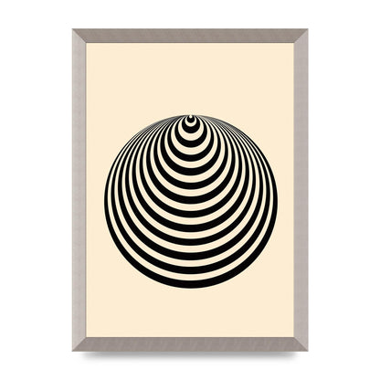 Optical Illusion Illustration Cone Cream Wall Art - A3 framed