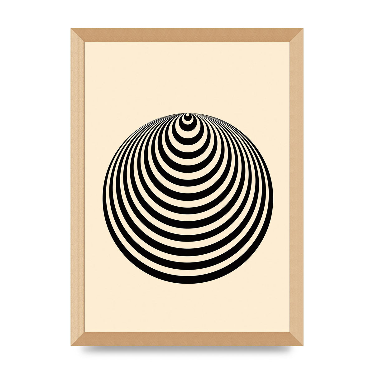 Optical Illusion Illustration Cone Cream Wall Art - A3 framed