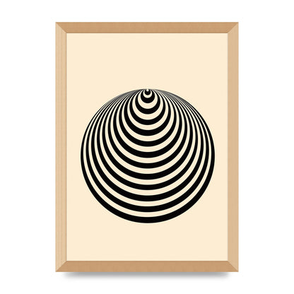 Optical Illusion Illustration Cone Cream Wall Art - A3 framed