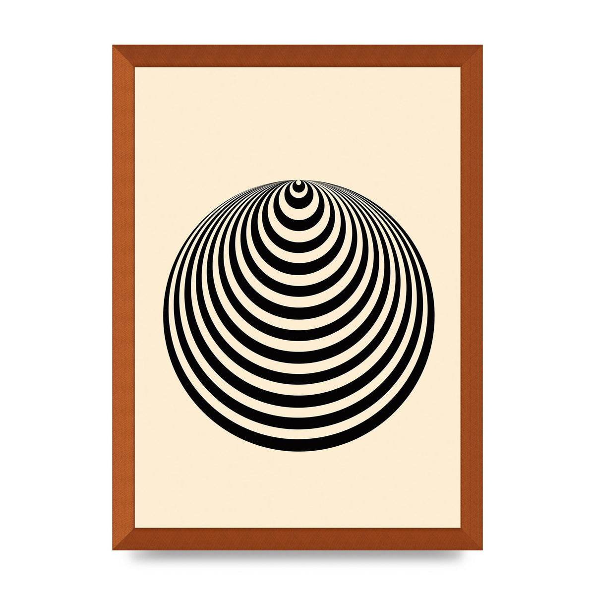 Optical Illusion Illustration Cone Cream Wall Art - A3 framed