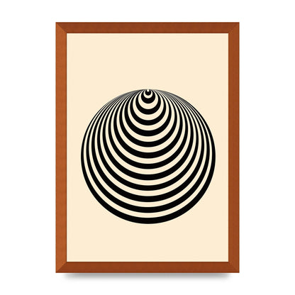 Optical Illusion Illustration Cone Cream Wall Art - A3 framed