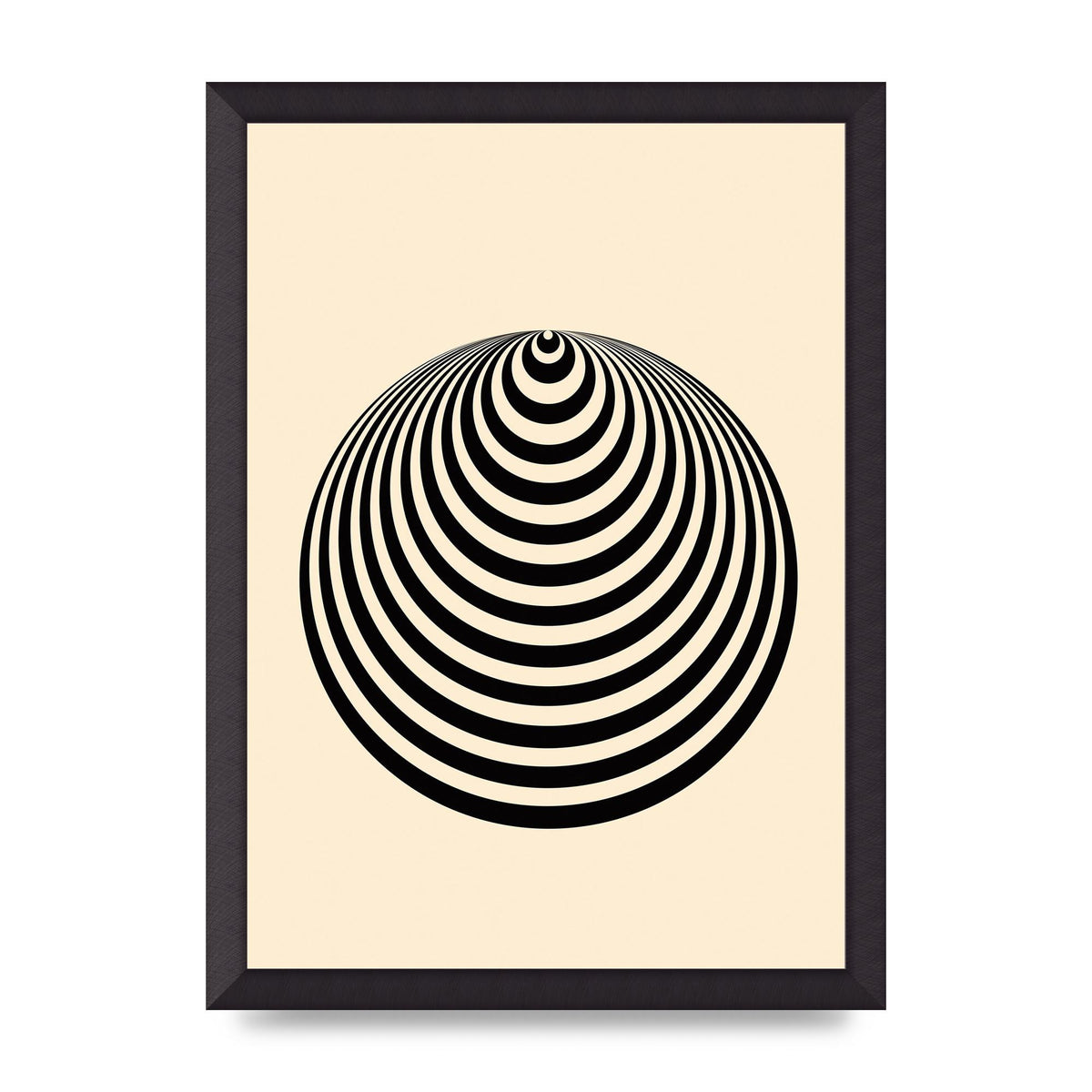 Optical Illusion Illustration Cone Cream Wall Art - A3 framed
