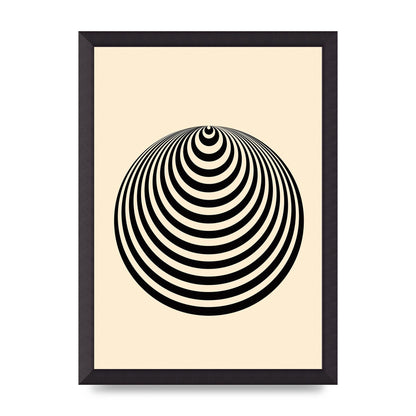 Optical Illusion Illustration Cone Cream Wall Art - A3 framed