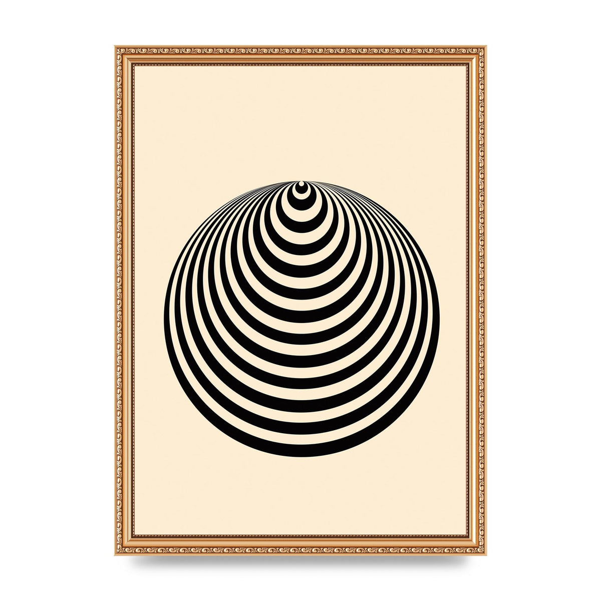 Optical Illusion Illustration Cone Cream Wall Art - A3 framed