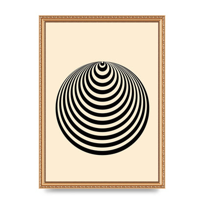 Optical Illusion Illustration Cone Cream Wall Art - A3 framed