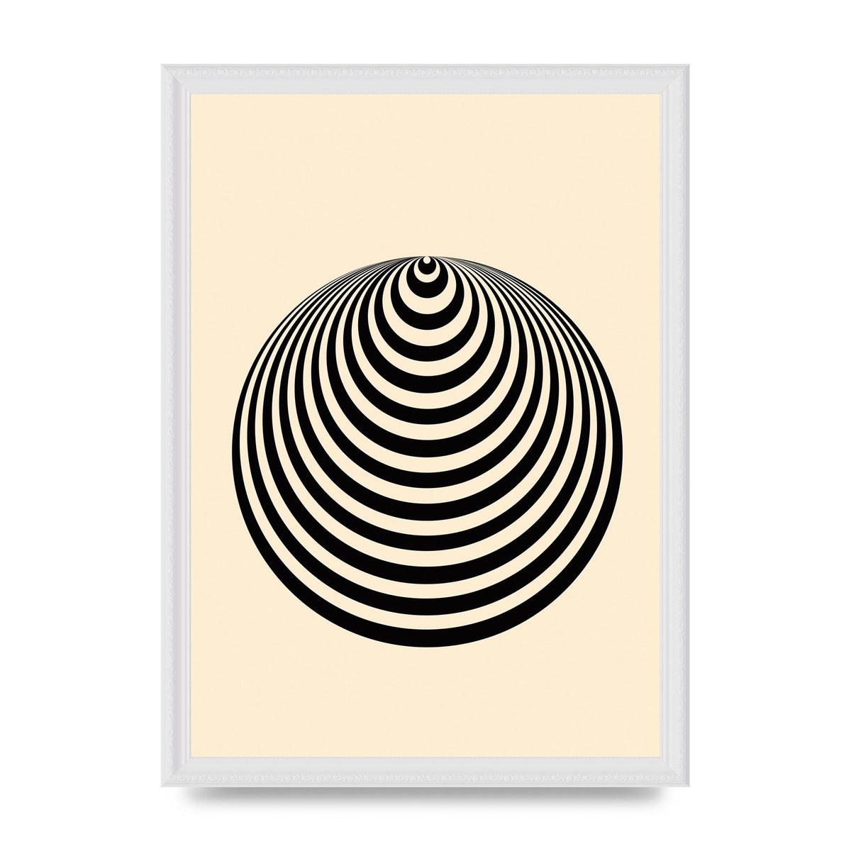 Optical Illusion Illustration Cone Cream Wall Art - A3 framed